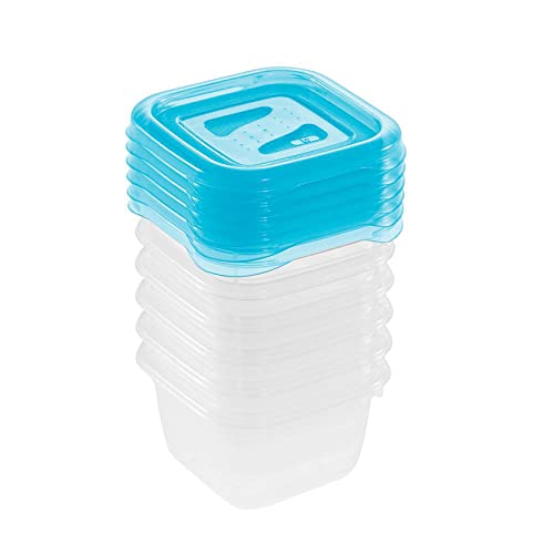 keeeper Frischhaltedosenset 6-teilig, 6 x 90 ml, 6,5 x 6,5 x 4 cm, Fredo Fresh, Blau Transparent