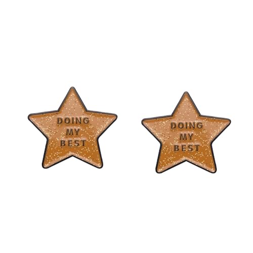 Image of inchi Tried inch Stars Enamel Pin inchDoing My Best inch Gold Glitter Star Enamel Pin Pop-Enamel Pin Lapel Badges Brooch for Women Men