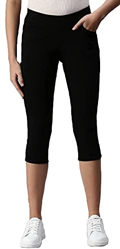 Image of ADBUCKS Womens Slim Fit Denim Lycra Stretchable Capri Mid Rise with Elasticated Waistband (Multi Color & Plus Size Also Available)