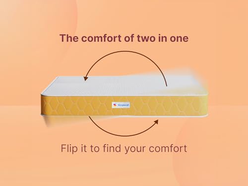 Image of Sleepwell Dual 5 Inch Mattress | King Bed Mattress | Relieving Pressure | Dual Comfort | Reversible | Border Quiltec Foam | Anti-Microbial | Soft & Firm | 72x70x5 | 10 Years Warranty