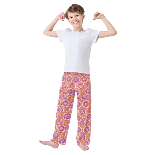 Pajama Pants Orange Fuchsia Circles Mandala PJ Bottoms Sleepwear Lounge Sleep Pant with Pockets2