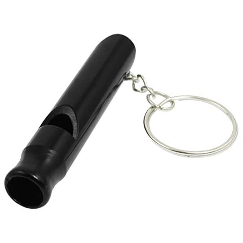 Black Aluminum Tube Design Safety Whistle - Emergency Survival Whistle with Dangling Key Ring Keychain Cover