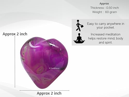 Image of Certified Pink Onyx Crystal Heart Palm Pebbles Stones for Anxiety Stress Relief Massage - AAA Grade Original Healing Gemstone Agate Heart Palm Stone for Yoga Meditation Spiritual