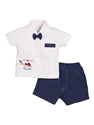 Image of BABY GO Baby Boys & Baby Girls Cotton Clothing Set | Newborn Infant T-Shirt & Shorts Combo | Soft Breathable Summer Outfit | Cute Printed Top with Elastic Waist Shorts | Casual Daily Wear Set