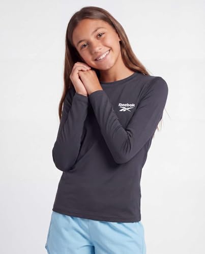 Image of Reebok 3 Pack: Girls' Long Sleeve Rashguard Swim Shirt, UPF Sun Protection Rasghguard Swimsuit for Kids Teens Tweens