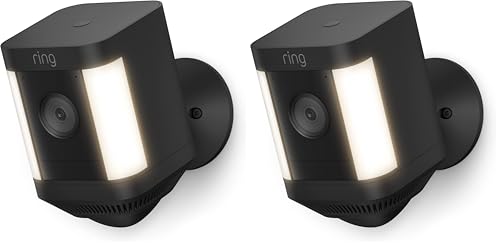 Ring Spotlight Cam Plus, Battery | Home or business security with HD video, Two-Way Talk, Color Night Vision, and Security Siren (2022 release) | 2-pack | Black
