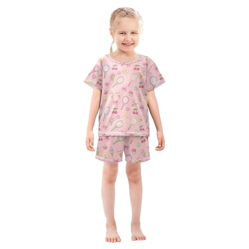 Pajama Short Sets Tennis Ice Cream Pattern Soft Cotton Summer Sleepwear 2 Piece PJS Size 5-14T4