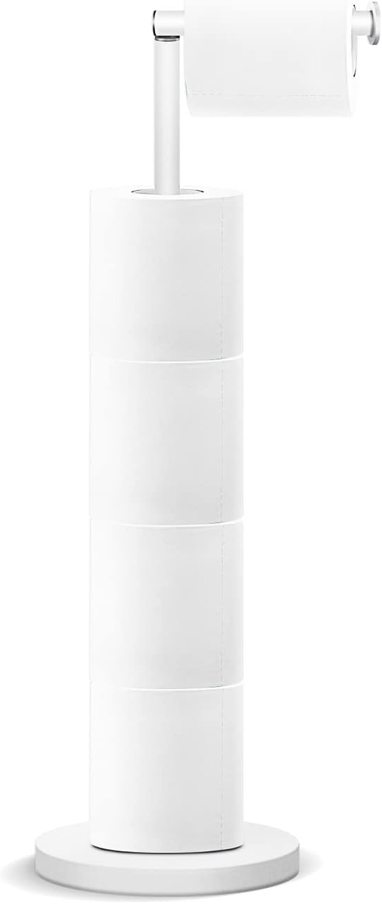 YUET Freestanding Toilet Roll Holders Free Standing Folding Paper Holder Stand Storage Stainless Steel Bathroom