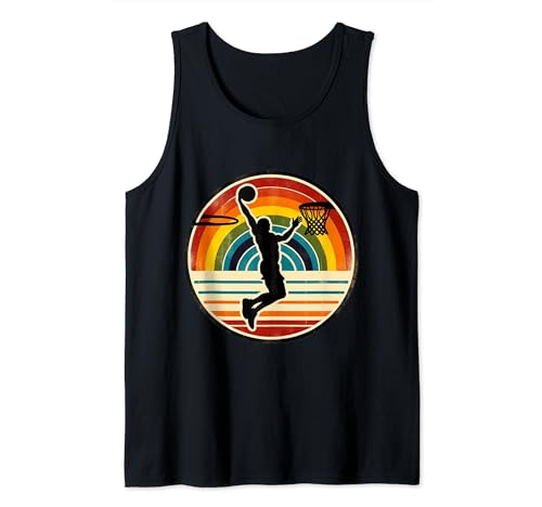 Vintage Retro Basketball Art Dunk Sunset Colorido Hombres Niños Camiseta sin Mangas