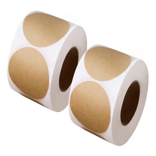 Pegatinas Redondas, 1000 Hojas Pegatinas Regalos Para Paquetes Nombre Adhesivas Regalo Adhesivas, Ideal Para Tiendas, Manualidades, Etiquetas Para Frascos y Latas (Marrón, 2,5 Cm-500 Hojas Por Rollo)