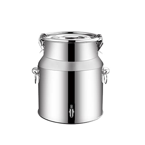Milk Churn Can Jug Canister 201 Stainless Steel Oil Bucket Water Jug Ice Bucket Wine Pail - Airtight Milk Cream Transportation Container with Tap/A / 9L