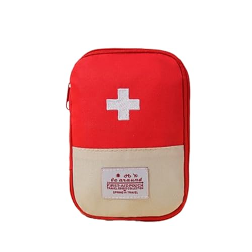 Bolsa/caixa de armazenamento de comprimidos de medicamentos pessoais compacta e portátil vermelha – ideal para viagens e uso diário