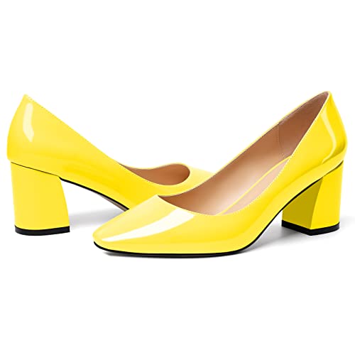 YODEKS Block Heel Slip-on Square Toe Low Chunky Heel Pumps Closed Toe Dress Shoes 2.5 Inch for Women Bride Wedding Evening Party4