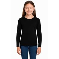 A2Z 4 Kids Girls Plain Long Sleeve T Shirts Soft Feel PE School - Long Sleeves Shirt Black 5-6