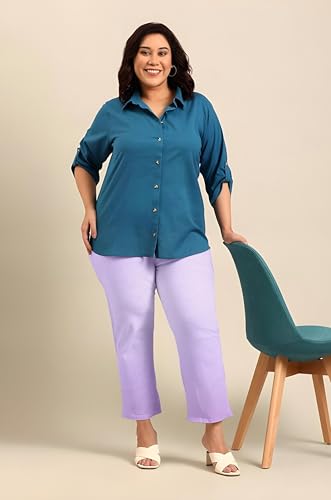 Image of Fashion Plus PlointTrandy Textured Trousers for Women | Women Loose Fit Trousers | Women's High-Waisted Pant | Women Trousers Pants | Korean