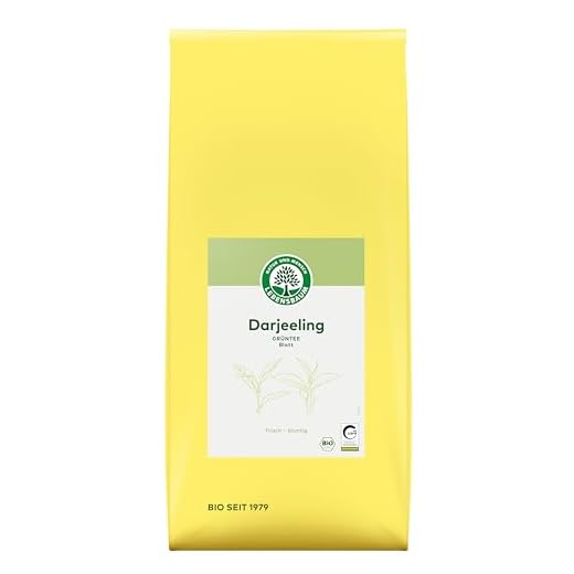 Lebensbaum Darjeeling Grüntee ganzes Blatt, Bio-Tee, Grüner Tee mit frisch-blumigen Geschmack, mit leicht grüner Tassenfarbe, 1000 g