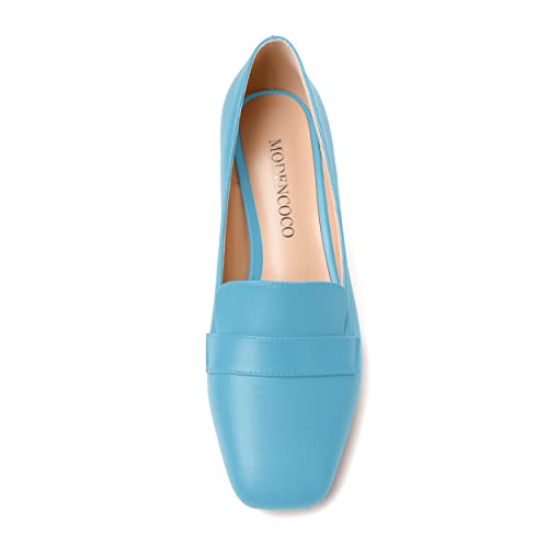 Image of MODENCOCO Womens Square Toe Slip On Comfortable Casual Matte Work Chunky Low Heel Loafers Shoes 2 Inch