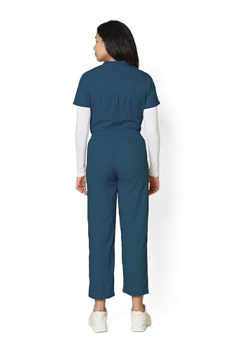 Image of Knya Scrub Suit for Women | 5 Pocket | Mandarin Top & Bottom Set | Short Sleeves | Lightweight & Breathable | Hospital Clinic & OT Wear | Medical Uniform | Scrubs for Female Doctors Nurses & Dentists