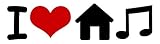WitnyStore i Love House Music Stickers Heart Decal Vinyl Bumper Cars Mix Club DJ EDM EDC Graphic Wall Locker Notebook Laptop (1.5' W x 5.5' L)
