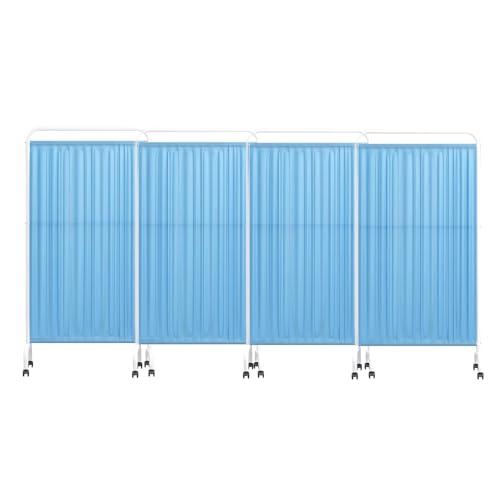 DJJYCTNM Biombos de 4 Paneles, Biombos Separadores Médicos Portátiles, Cortinas de Hospital con Ruedas, Empalmes Fáciles, Aptos para Salas y Clínicas Privadas.(Blue)