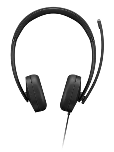 Lenovo USB-A Wired Stereo Headset for PC/Laptop, AI Noise Canceling via APP, 140g Lightweight, Replaceable Earcups, Double-Sided Boom Mic, in-line Controls with Mute for Call. Work with Teams/Zoom