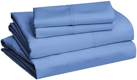Amazon Basics Lightweight Super Soft Easy Care Microfiber 4 Piece Bed Sheet Set With 14” Deep Pockets Full, Dutch Blue, Solid