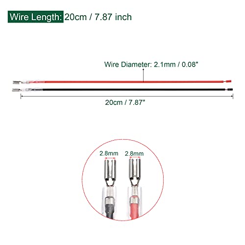 Terminal de crimpado de pala hembra de 2,8 mm con cable de 20 cm para interruptores, 25 unidades 2