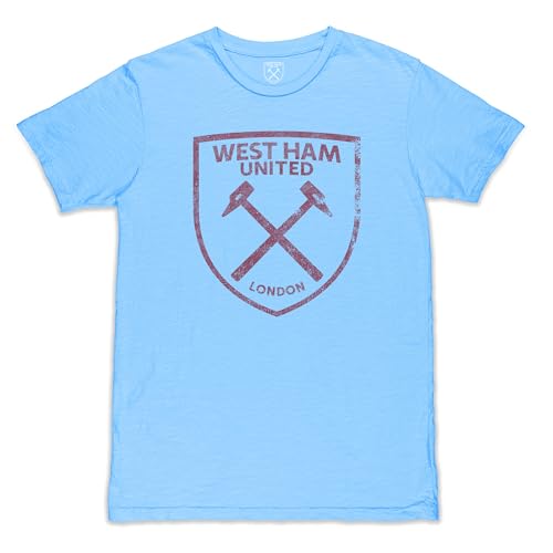 West Ham United Mono Badge Premium Cotton Slub Tee - Sky Blue (US Alpha X-Large Regular Regular)