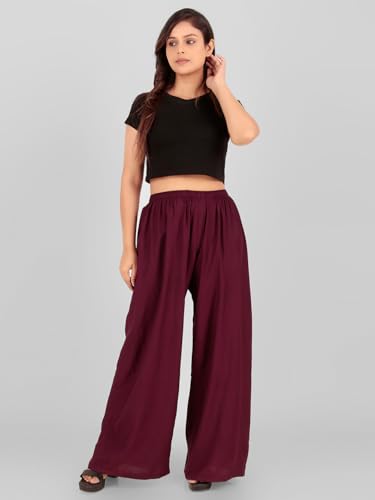Image of Go Gazab - Stylish Women's Palazzo: Trendy Rayon Solid Color Ethnic Wear Palazzo