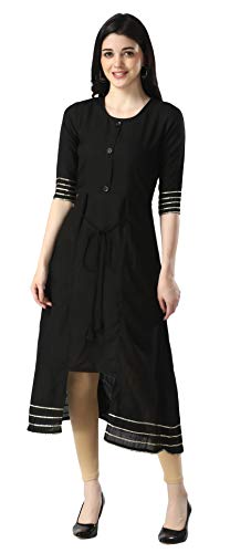 Image of OM SAI LATEST CREATION Designer Slub Cotton Fully Stitched Anarklai Kurti for Women & Girls on Jeans Palazzo or Skirt (Plus Size Upto 2XL)-(Grey)