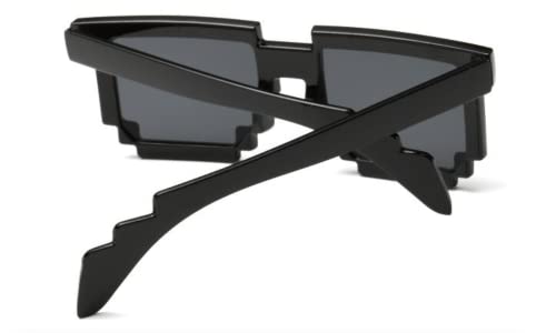 Image of DC DECORIO Thug Life Sunglasses Pixel Gangsta Life Funny Novelty Shades With Box Packing (SOLID-BLACK)