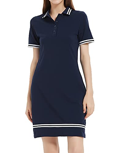 Women's Cotton Polo Dress, Short Sleeve Dresses for Curvy Ladies with Polo Neck, Sporty Look for Summer