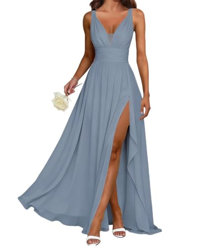 Robe demoiselle d'honneur mousseline noire fente confort pour femme