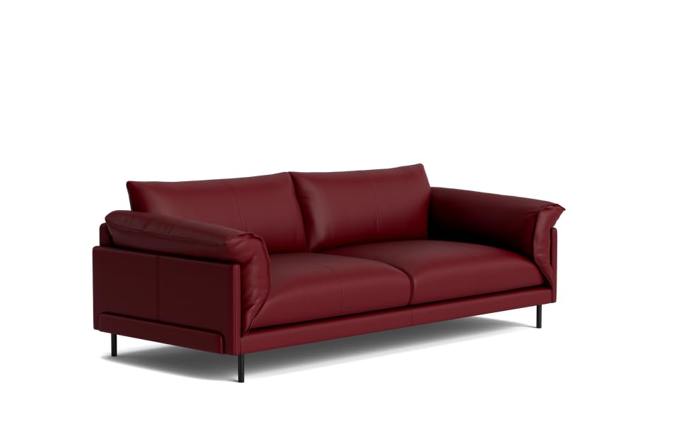 Image of LEGACY OF COMFORT Zola 3 Seater Sofa Three Seater Sofa Leather for Living Room Hotels and Offices (Burgandy)