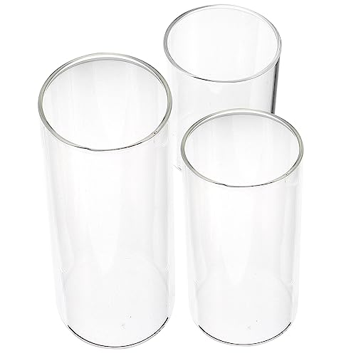 3pcs Glass Candle Cup Cylinder Candle Holders Pillar Candle Holder Candle Shades for Jar Candles Candle Cover Tall Candle Holders for Pillar Candles Clear Candle Shades