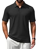 Poriff Mens Golf Shirts Short Sleeve Moisture Wicking Performance Quick Fit Casual Collared Golf Polo Shirt for Men Black 3XL