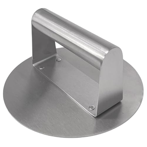 FOMIYES Prensa para Hamburguesas de Acero Inoxidable Redonda, Herramienta para Aplastar Carne, Moldeador Antiadherente para Cocina y Barbacoa, Tamaño Pequeño, Adecuado para Hogar