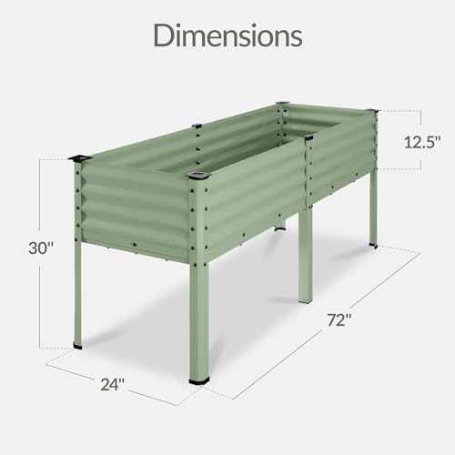 Image of Best Choice Products 72x24x30in Non Toxic Galvanized Raised Garden Bed, Metal Elevated Planter Box, Vegetable Garden, 100% Non Toxic Materials - Sage Green