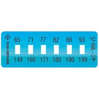 Digi-Sense Irreversible 6-Point Horizontal Temperature Label, 149-199F/65-93C; 10/Pk