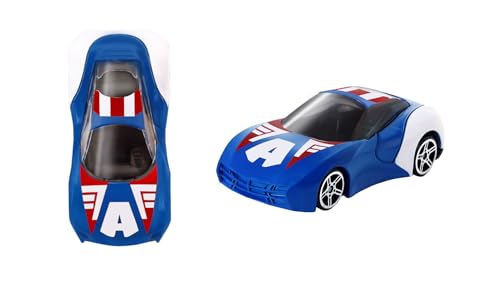Image of Marvel Go Collection | Knight Speed | Captain America | 1:64 Diecast Toy Car | Ages 3 and Up | Collect Them All, Blue