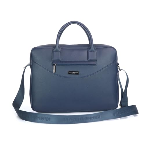 Image of KENNETH COLE Unisex Professional 15 Inch Laptop Bag | Premium Glossy Textured PU Lightweight Briefcase Bag | Adjustable Shoulder Strap, for Work, Business and Travel