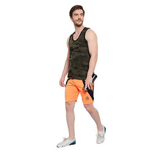 Image of Dia A Dia Men's Polycotton Running Sports Gym Shorts Pack of 4 (Green-Orange-Royal-Yellow Free Size: 28-34 Inches)
