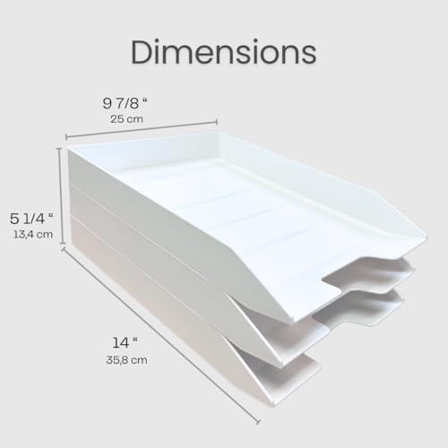 Corbeille à courrier à chargement frontal empilable 3 niveaux plastique blanc
