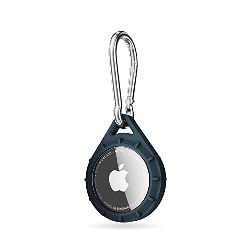 Image of Pelican Protector AirTag Holder - AirTag Keychain W /Stainless Steel Carabiner Clip [Impact Resistant] [Travel Essentials] - Protective Air Tag Case for Dog Collar, Backpack, Keys, Luggage - Navy