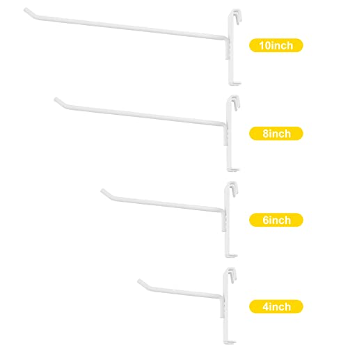 Polmart 6" Heavy Duty White Gridwall Panel Hooks, Pack Of 96 #TOP2