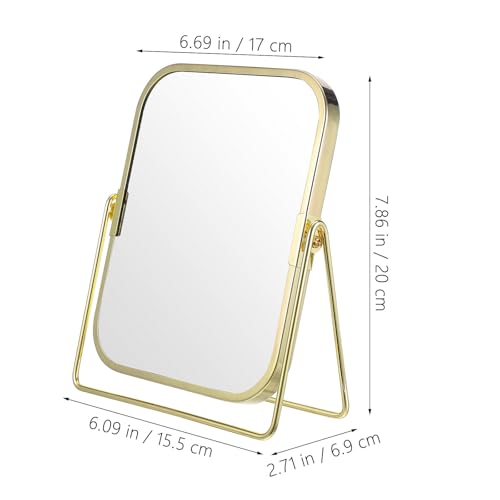 Espejo de maquillaje giratorio 360° con doble cara de metal 3