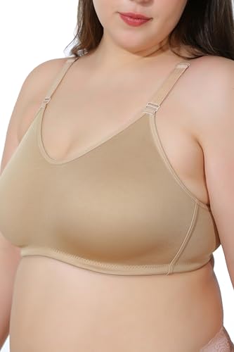 Image of MAROON Cotton Satin Blend Seamless Non Padded Non-Wired Full Coverage Women Minimizer Bra