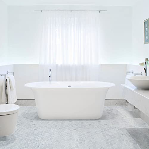 Diflart Carrara White Marble Mosaic Tile, 2 Inch Hexagon, Matte, Italian Bianco Carrera Marble Backsplash Tiles for Kitchen Bathroom Wall Floor, Pack of 5 Sheets Diflart Carrara White Marble Mosaic Tile, 2 Inch Hexagon, Matte, Italian Bianco Carrera Marble Backsplash Tiles for Kitchen Bathroom Wall Floor, Pack of 5 Sheets