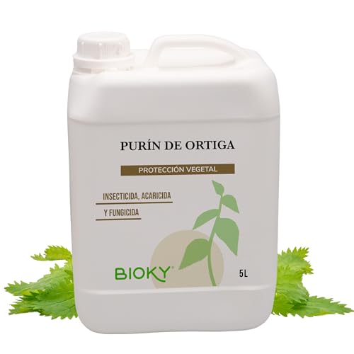 Bioky® Purín de Ortiga Concentrado para Plantas 5L - Fungicida, Repelente y Fertilizante - Corrector de Carencias Hierro (Clorosis Férrica) - Control de Plagas y Hongos (5L)