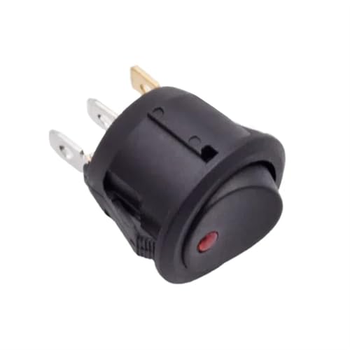 Interruptor basculante redondo ON OFF KCD1-101 de 20mm semicircular 12V con punto de luz verde